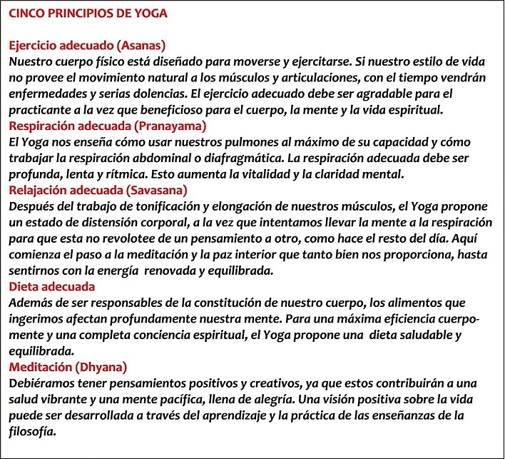 cinco principios del yoga